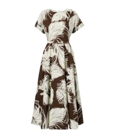 Oscar De La Renta Printed Cotton-blend Poplin Midi Dress In Black