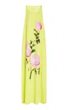 Oscar De La Renta Printed Crepe Gown In Pink/yellow