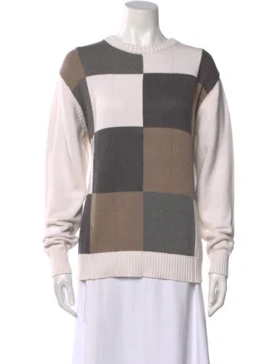 Pre-owned Oscar De La Renta Printed Crew Neck Sweater In Multi