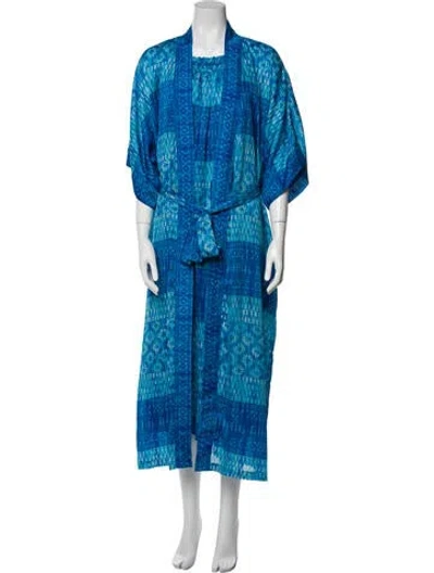 Pre-owned Oscar De La Renta Printed Dress Set In Blue