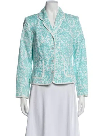 Pre-owned Oscar De La Renta Printed Evening Jacket In Blue