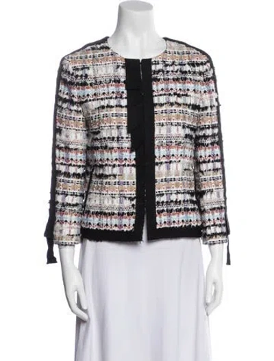Pre-owned Oscar De La Renta Printed Evening Jacket In White