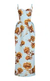 Oscar De La Renta Printed Faille Gown In Multi