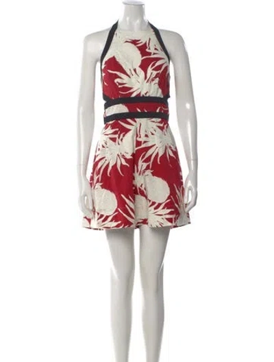 Pre-owned Oscar De La Renta Printed Halterneck Romper W/ Tags In Multi