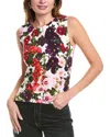 Oscar De La Renta Hollyhocks Print Tank Top In Pink