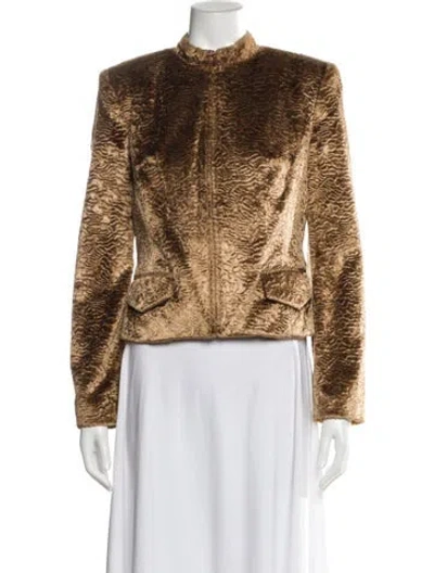 Pre-owned Oscar De La Renta Printed Jacket In Brown