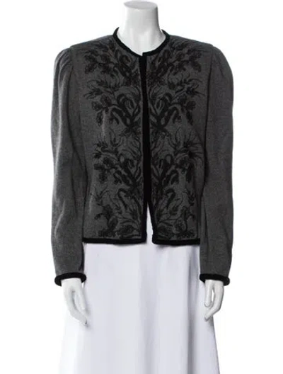 Pre-owned Oscar De La Renta Printed Jacket In Gray