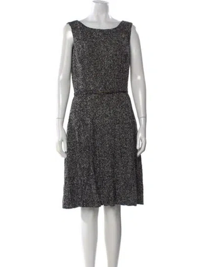 Pre-owned Oscar De La Renta Printed Knee-length Dress In Black