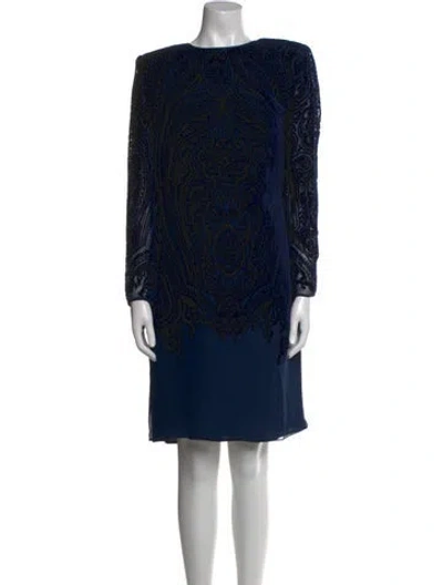 Pre-owned Oscar De La Renta Printed Knee-length Dress In Blue