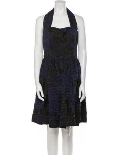 Pre-owned Oscar De La Renta Printed Knee-length Dress In Blue