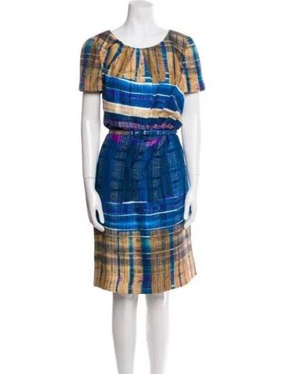 Pre-owned Oscar De La Renta Printed Knee-length Dress In Multi