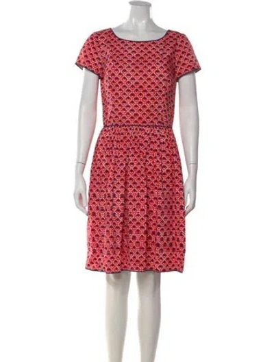 Pre-owned Oscar De La Renta Printed Knee-length Dress In Red
