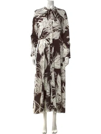 Pre-owned Oscar De La Renta Printed Long Dress In Multicolor