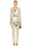 OSCAR DE LA RENTA PRINTED MACRAME DRESS