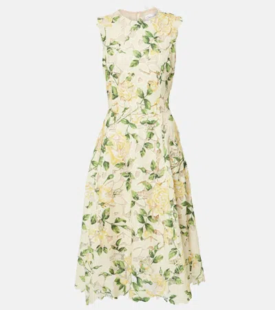 Oscar De La Renta Bedrucktes Midikleid In Gelb 