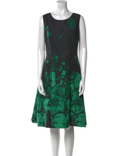 Pre-owned Oscar De La Renta Printed Midi Length Dress In Black
