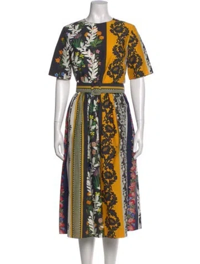 Pre-owned Oscar De La Renta Printed Midi Length Dress In Multi