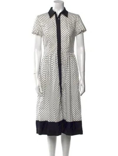 Pre-owned Oscar De La Renta Printed Midi Length Dress In White