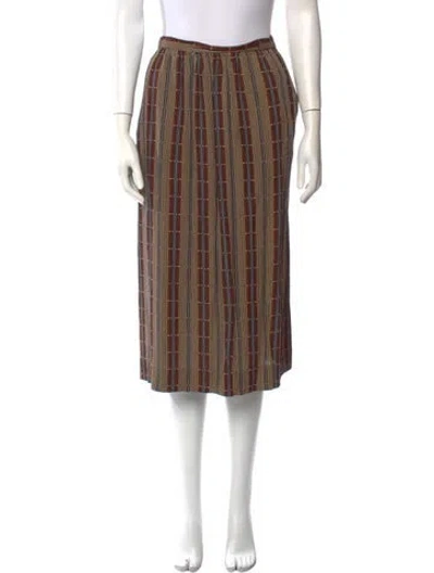 Pre-owned Oscar De La Renta Printed Midi Length Skirt In Brown
