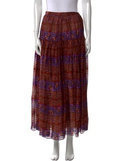 Pre-owned Oscar De La Renta Printed Midi Length Skirt In Brown