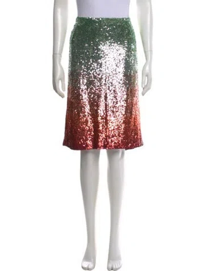 Pre-owned Oscar De La Renta Printed Midi Length Skirt In Green