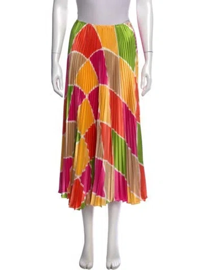 Pre-owned Oscar De La Renta Printed Midi Length Skirt In Orange