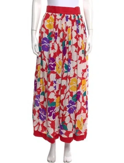 Pre-owned Oscar De La Renta Printed Midi Length Skirt In Red