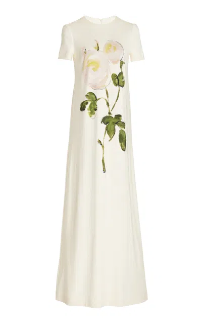 OSCAR DE LA RENTA PRINTED MILANO JERSEY MAXI DRESS