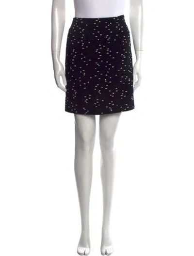Pre-owned Oscar De La Renta Printed Mini Skirt In Black
