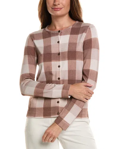 Oscar De La Renta Printed Plaid Inset Cardigan In Pattern