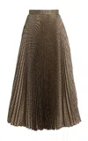 Oscar De La Renta Printed Plissé Midi Skirt In Multi