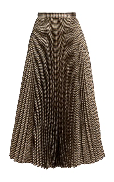 Oscar De La Renta Printed Plissé Midi Skirt In Multi