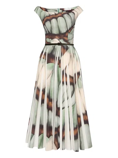 Oscar De La Renta Printed Poplin Dress