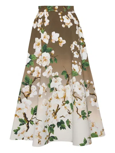 Oscar De La Renta Printed Poplin Skirt