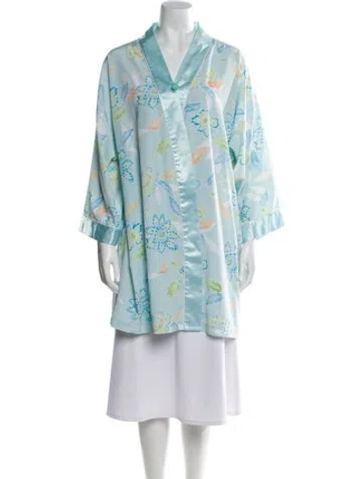 Pre-owned Oscar De La Renta Printed Robe In Blue