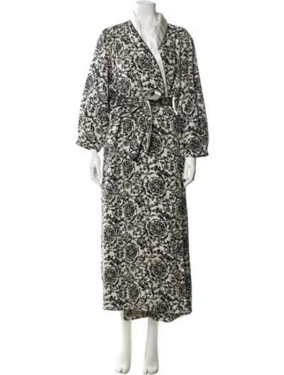 Pre-owned Oscar De La Renta Printed Robe In Neutral