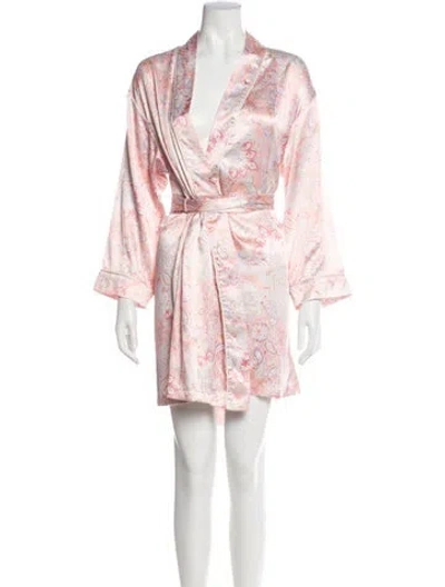 Pre-owned Oscar De La Renta Printed Robe In Pink