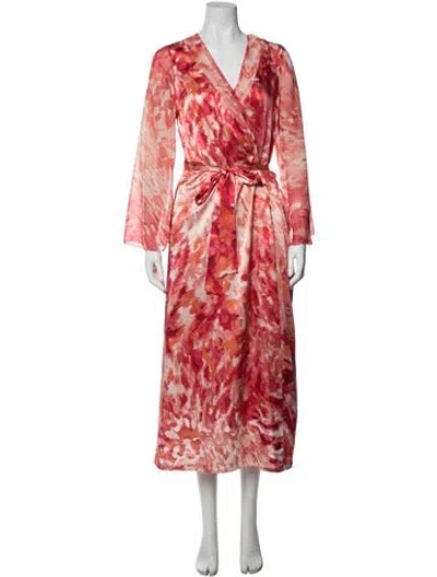 Pre-owned Oscar De La Renta Printed Robe In Pink