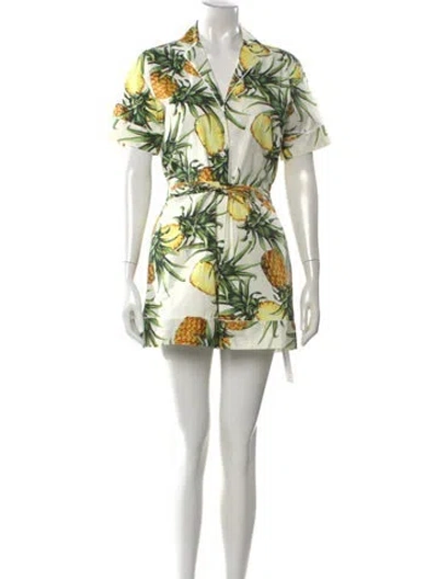 Pre-owned Oscar De La Renta Printed Romper In Neutral