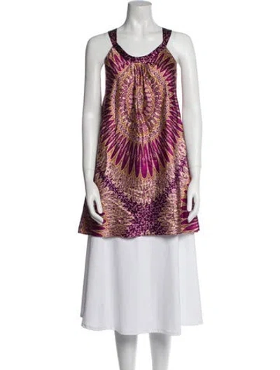 Pre-owned Oscar De La Renta Printed Scoop Neck Tunic In Multi