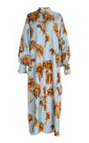 Oscar De La Renta Printed Silk Caftan In Multi