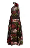 Oscar De La Renta Printed Silk Chiffon Halter Gown In Multi
