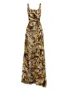 Oscar De La Renta Printed Silk Dress In Brown