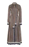 Oscar De La Renta Printed Silk Twill Midi Dress In Brown