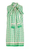 Oscar De La Renta Printed Silk Twill Mini Dress In Green