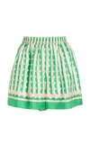 Oscar De La Renta Printed Silk Twill Shorts In Green