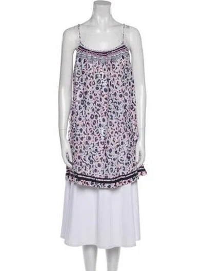 Pre-owned Oscar De La Renta Printed Square Neckline Tunic In Pink
