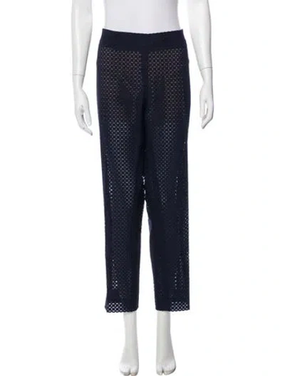 Pre-owned Oscar De La Renta Printed Straight Leg Pants W/ Tags In Blue