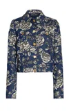 OSCAR DE LA RENTA PRINTED STRETCH-DENIM JACKET