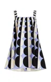 Oscar De La Renta Printed Stretch-wool Mini Dress In Blue/black